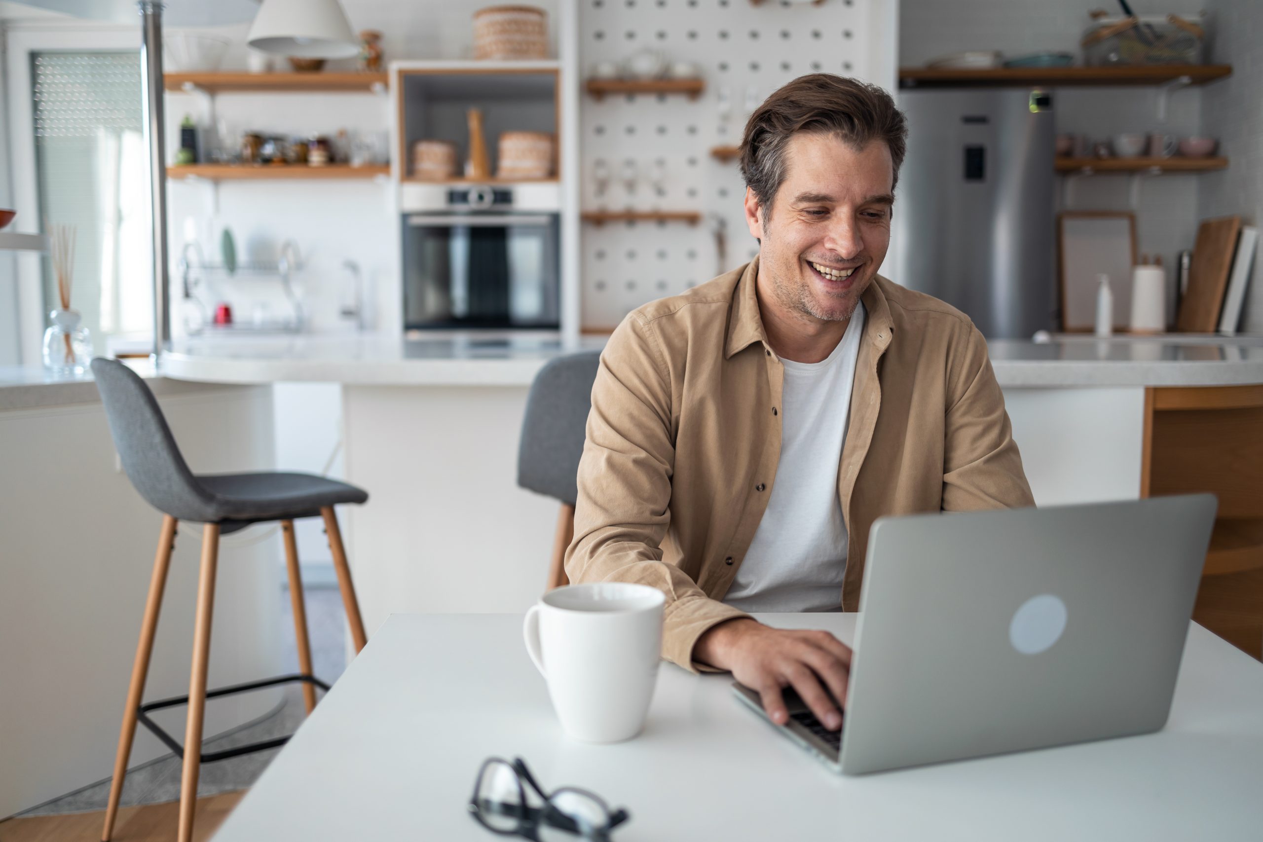 Remote worker engaging with teammates online